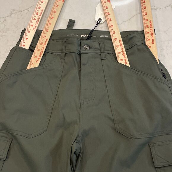 prAna NEW Stretch Zion Cargo Pant Womens 10 x33 Green Hiking High Rise Cinch Hem - Picture 6 of 16